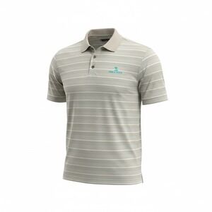 Golf Pebble Beach Mens Dry-Luxe Performance Polo Shirt Striped Grey Teal Medium
